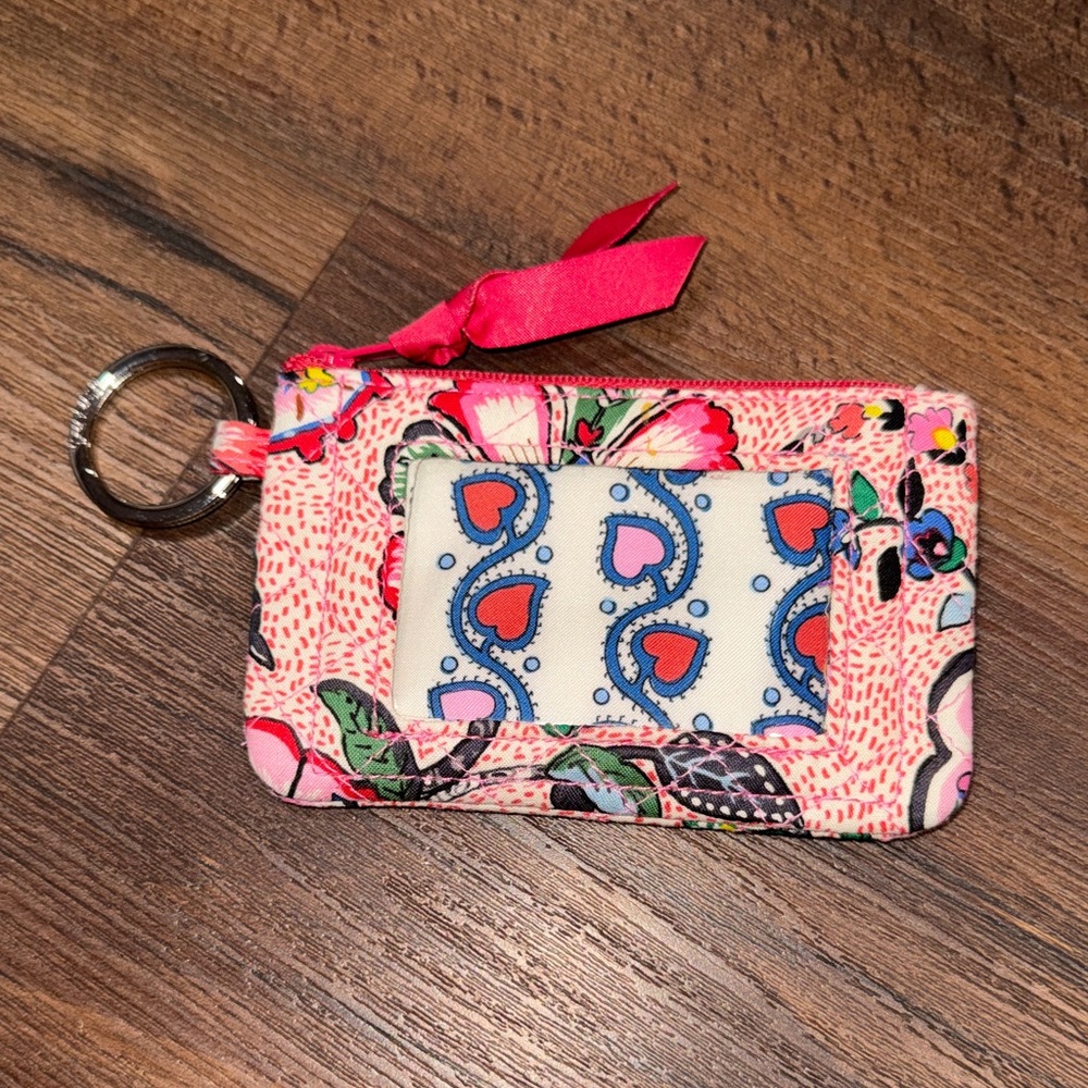 Vera Bradley Mandala Floral Zip ID Case Wallet Key Ring